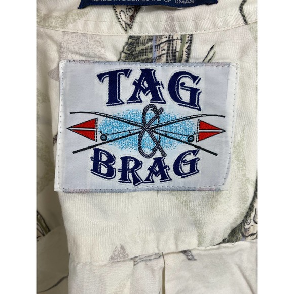 Tag & Brag All Over Print AOP Sword Fish Button Up Tee Shirt - L - Picture 5 of 12